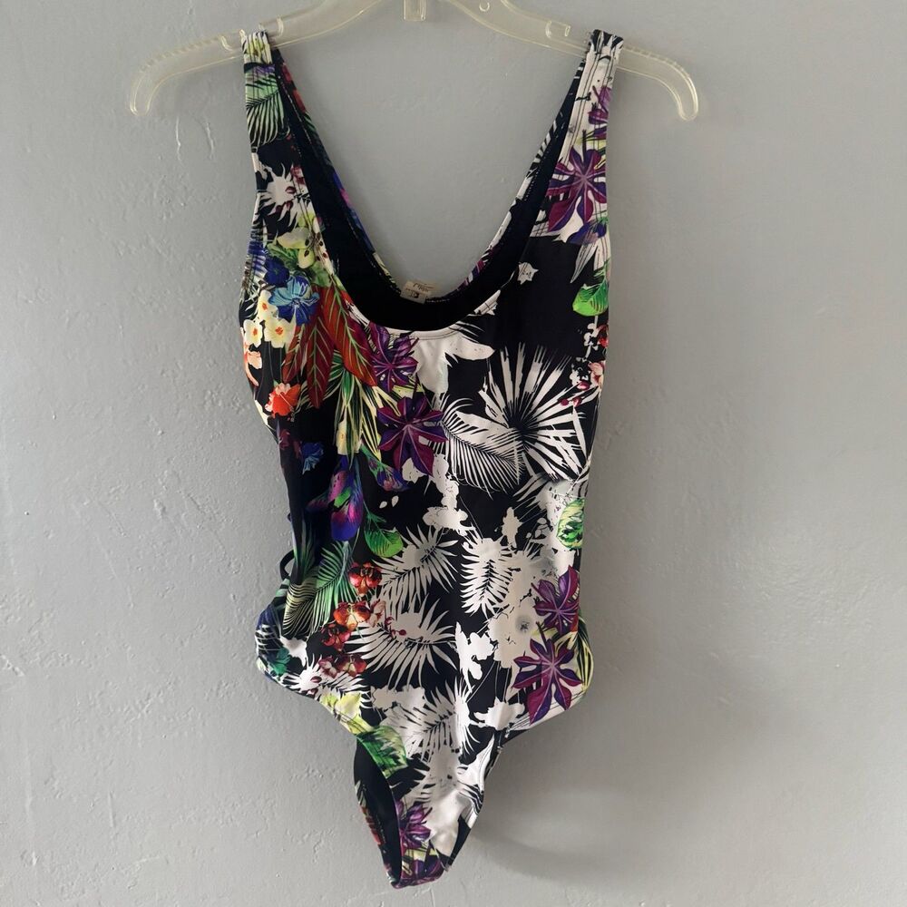 Tinibikini Swimwear One Piece Swimsuit Floral Side Cut Outs Women's Large